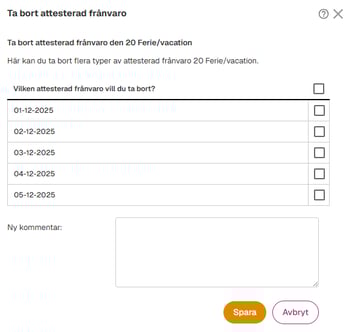 Ta bort attesterad frånvaro