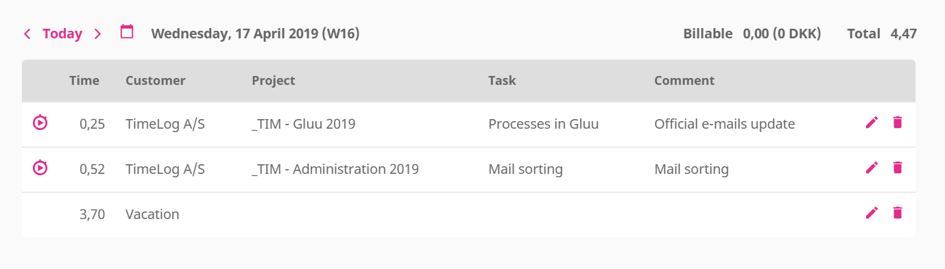 Your planned absence shows in the Tracker